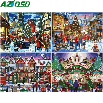 

AZQSD Paint By Numbers Street Handpainted Painting Art Abstract Art Unframe Coloring By Numbers Landscape Christmas Gift