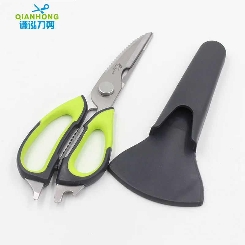 

Qihe Multi-functional Stainless Steel Belt Protective Case Safe Use of Household Kitchen Applicable Scissors Fishbone Shears