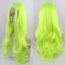 Bombshell Зеленый Натуральный волнистый синтетический 13*3 парик фронта шнурка Glueless термостойкие волокна волос натуральный волос для женщин парики