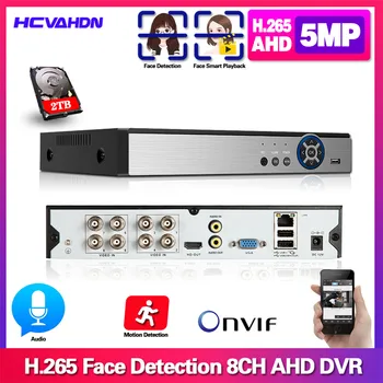 

6 in 1 8CH 5.0MP AHD DVR Hybrid Video face Recorder Support 5MP AHD Camera 4MP 5MP IP Camera CCTV Home Security System Onvif