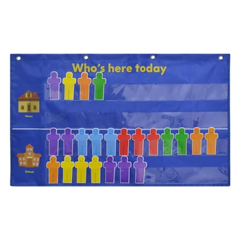 

School Classroom Attendance Pocket Chart with Muti Color Cards Teacher Accessories for Classroom Management