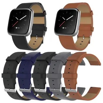 

For Fitbit Versa Bands, Genuine Leather Replacement Band Adjustable Wristbands Soft Comfortable Classic Bracelet Strap