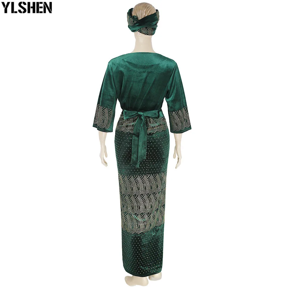 African Dresses for Women 3 Piece Set Dashiki Diamonds Tops Skirt African Clothes Bazin Broder Riche Fashion Robe Africaine Femme 31