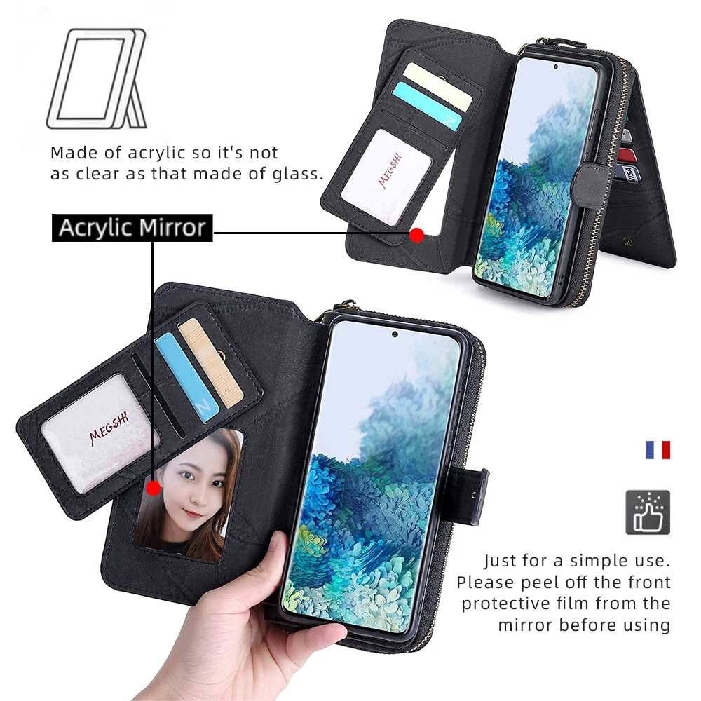 Wallet Leather Phone Case For XiaoMi 9 10 10Pro 11 5G RedMi 8 9 10 Note8 Note9 Note10 Note11 Poco M3 M4 X3 Pro NFC glass flip cover