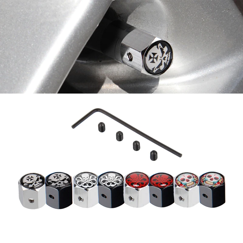 Для Volkswagen Polo Nissan Qashqai Chrysler nicfica Citroen C4 автомобильный Стайлинг колпачки для шин автомобильные воздушные колпачки украшение-эмблема черепа