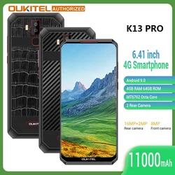 Смартфон OUKITEL K13 Pro 4G, Android 9,0, экран 6,41 дюйма, 4 Гб + 64 ГБ, 11000 мАч, сканер отпечатка пальца, 5 В/6 А, мобильный телефон с быстрой зарядкой