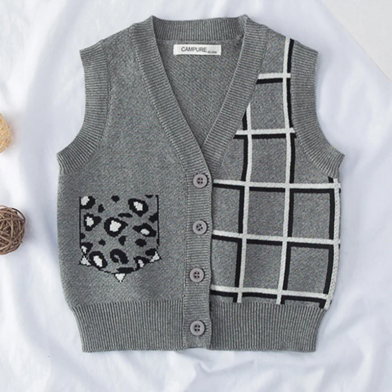 Happy childhood Baby Toddler Boys Solid Color V Neck Sweater Vest