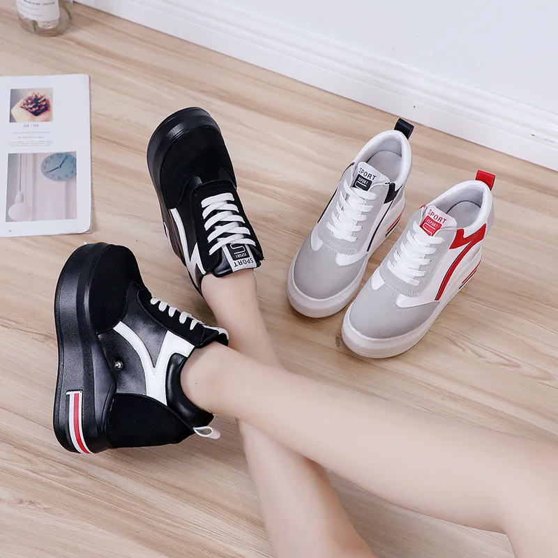 

2018 New Style Korean-style Versatile White Shoes Spring Elevator WOMEN'S Shoes Thick Bottomed Shoe Athletic Shoes Casual Shoes