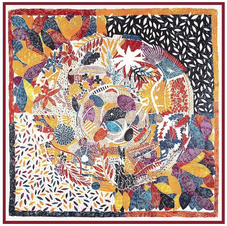Silk Scarf Women Large Shawls Stoles Cashew Print Square Scarves Echarpes Foulards Femme Wrap Bandanas 130*130CM 2