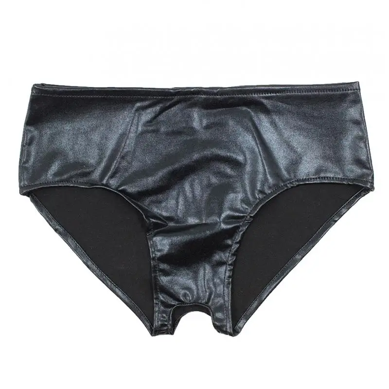 Women Open crotch underwear Leather Open Crotch Briefs  Panties Thong Knickers Lingerie for sex 
