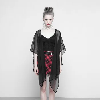 

PUNKRAVE Women's Gothic Chiffon Multi-Use Shawl Suntan-Proof Coat Tassel Pendantx Summer Cardigan Jacket