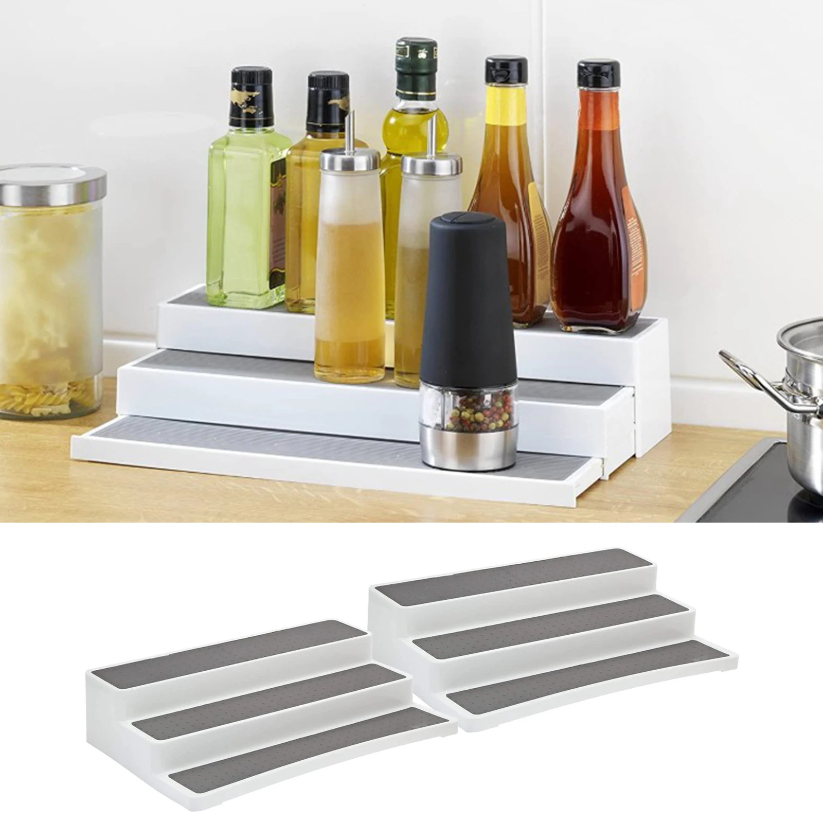 Cabinet Kitchen Spice Rack Waterproof Organizer Stand Bathroom Accessories