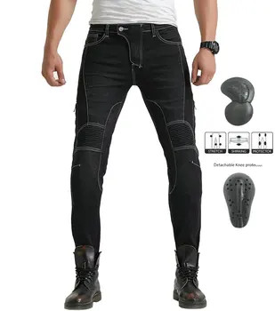 

2019 upgrade Men Motorcycle Riding Pants Motocross Racing Jeans Biker Protective Pants With 4 X Knee Hip Protector Pads S-3XL