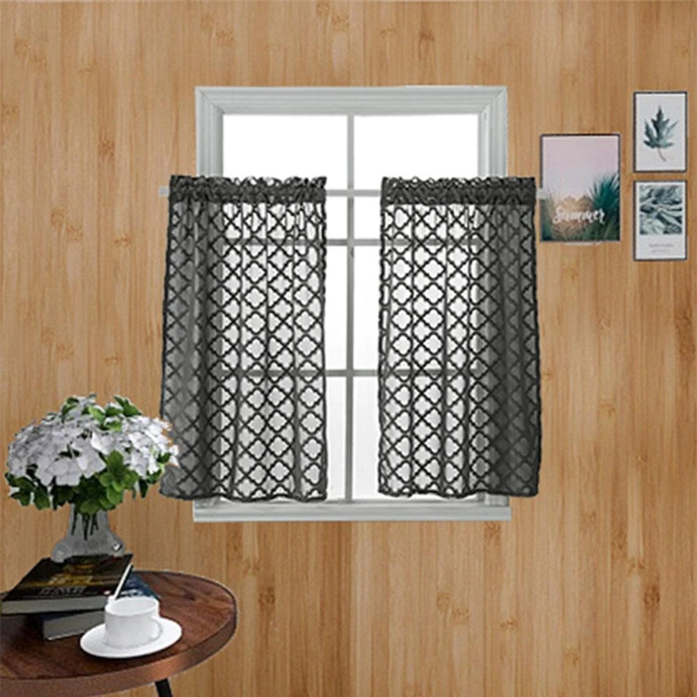 joyce555 1Pc Geometric Rhombus Window Curtain Gauze Drape Tulle Fashion Bedroom Balcony Window Decor Green