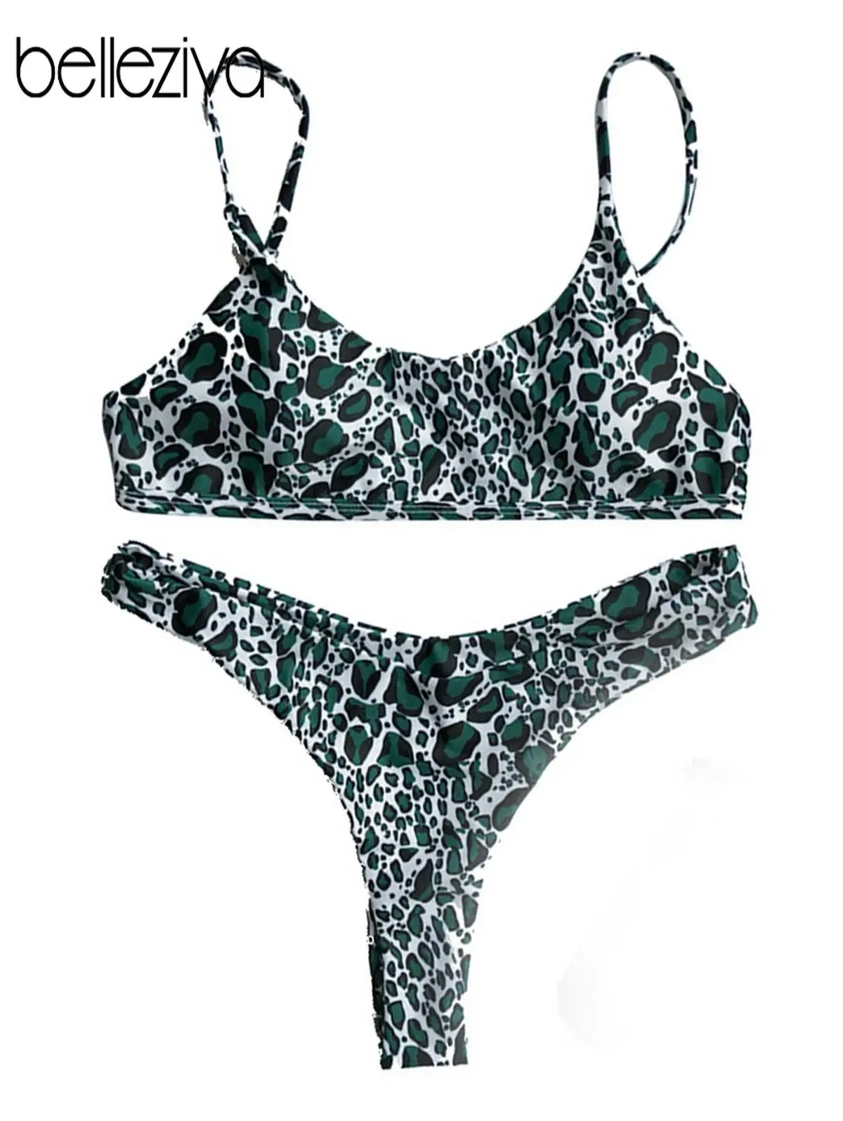 Traje de baño con estampado de leopardo Belleziva conjuntos de Bikini