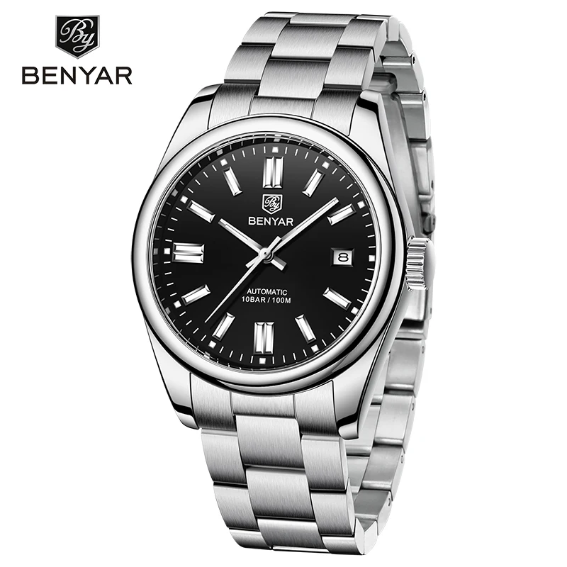 BENYAR Men Analog Watch 100M Waterproof Mechanical Automatic Watch Bracelet Accessory With Calendar Casual Fashion Luxury Brand 