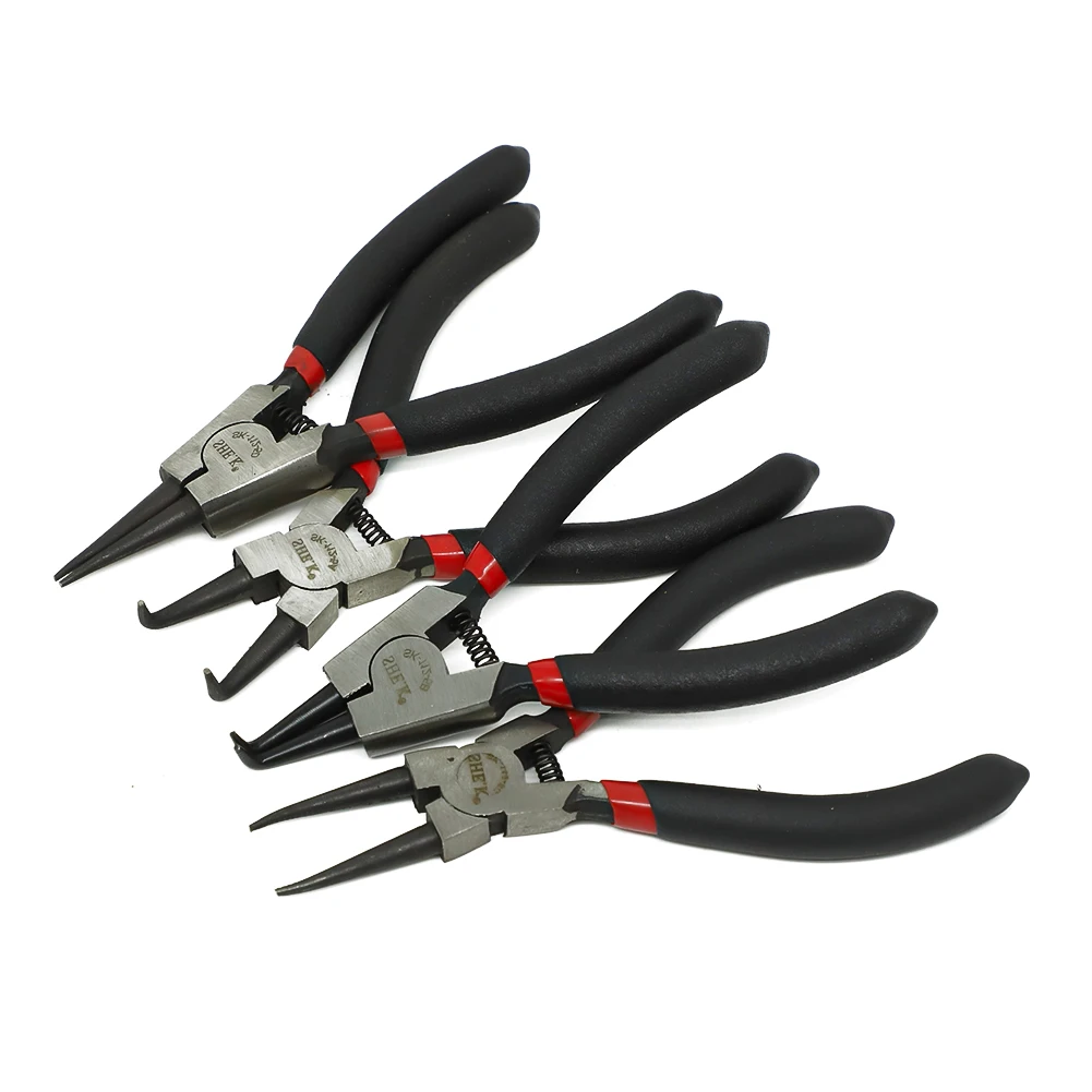 Kit de alicates multifuncionales de anillo a presión, herramientas manuales de reparación de motor, pico angular portátil de 5 pulgadas, resistente, 4 Uds.
