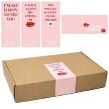 

Box Packaging Pink Color Seals Sticker Red Lips Heart Patterns 4 Designs 10pcs Thank You Invitation Cards Seals Sticker Labels