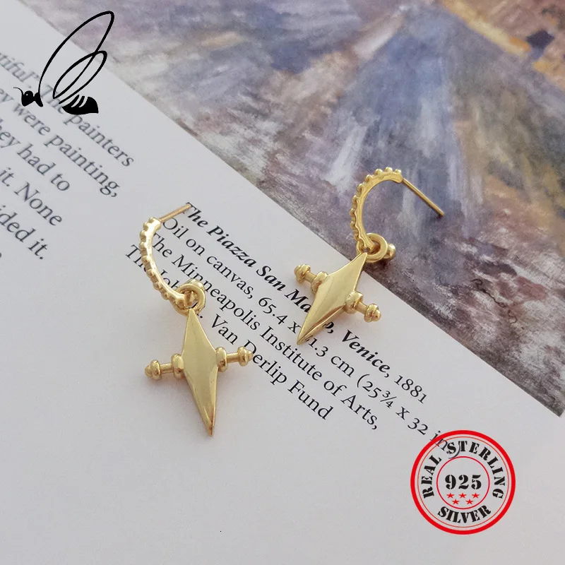 

Gold Star 925 Sterling Silver Drop Earrings Vintage Statement Summer Brincos Para As Mulheres Earings Fashion Jewelry Bijuteria