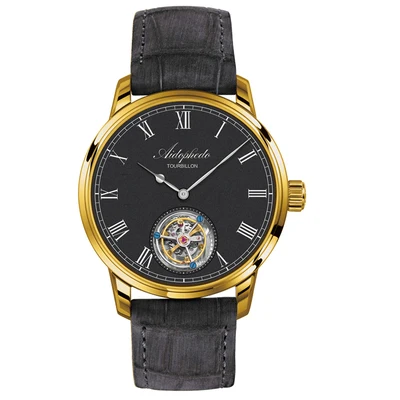 Gold Black Модные Повседневные механические часы Aidophedo Tourbillon, мужские часы из натуральной крокодиловой кожи, настоящие часы Tourbillon ST8230, мужские деловые часы - Цвет: Gold Black