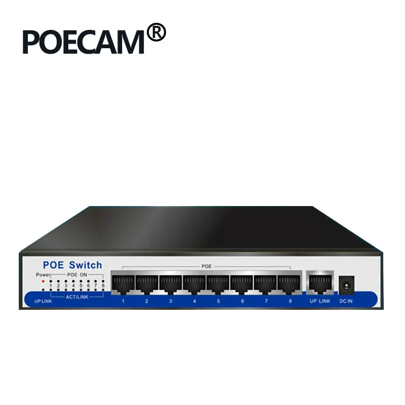 

9 port gigabit poe switch 100/1000Mbps IEEE802.3af/at active POE 8 port 50v2.3a for 8pcs 1080P 2MP 3MP 4MP 5MP 6MP HD ip camera