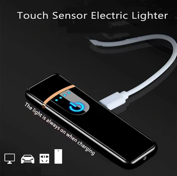 

Touch Sensor Electric Lighter Fingerprint Sensor USB Rechargeable Portable Windproof Lighter With Data Cable Smoking Accessories