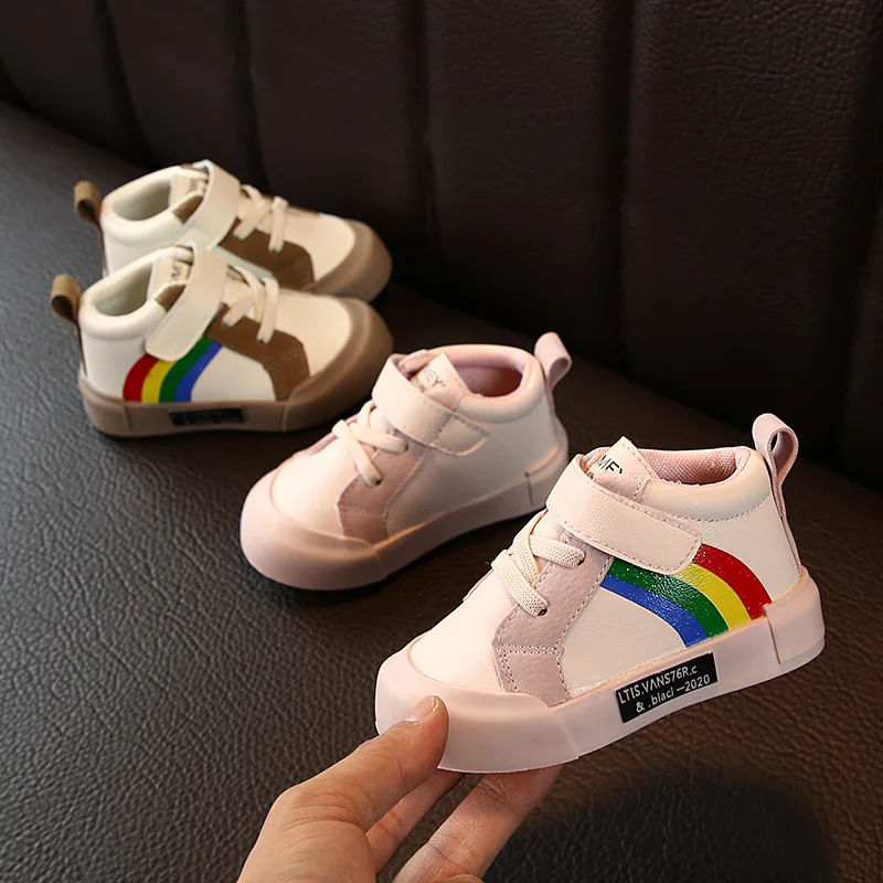

Children's shoes fall/winter toddler shoes for boys and girls soft bottom kick-proof help baby shoes Rainbow shoes 1-2 yearsold