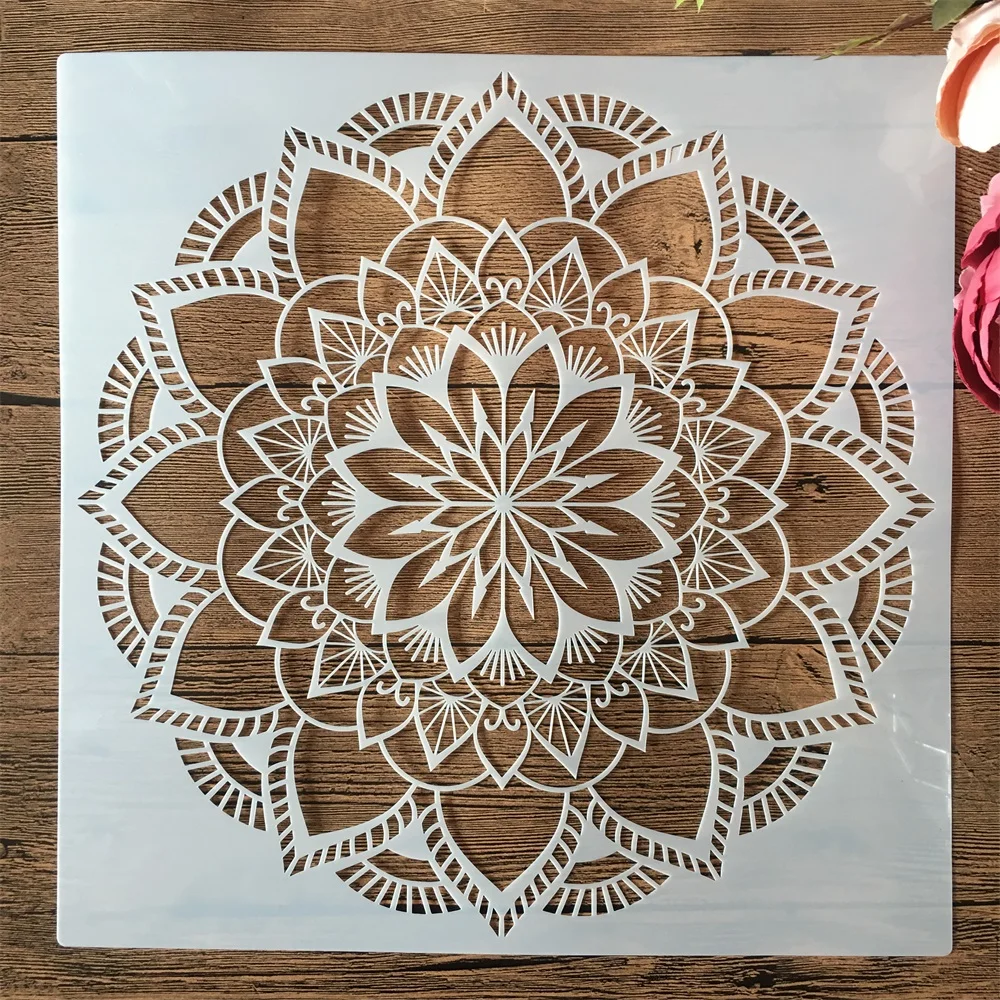 30*30cm 기하학 만다라 계층화 된 라운드 DIY 레이어 스텐실 페인팅 스크랩북 색소 엠보싱 앨범 장식 템플릿