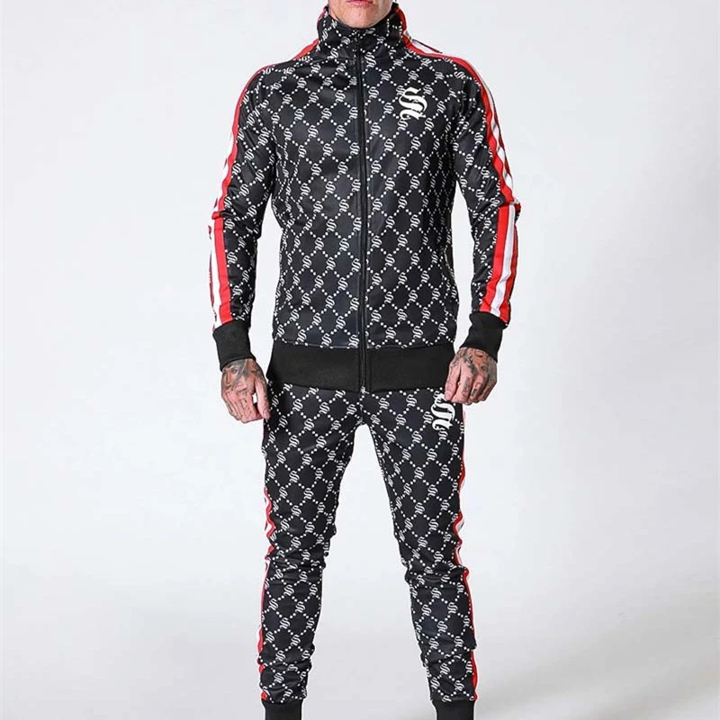 

Sportsuits Set Men Brand Fitness Suits Men' s Fashion Jacket+Sport joggers Pants Set Tracksuit Gyms Casual Sportswear Suit