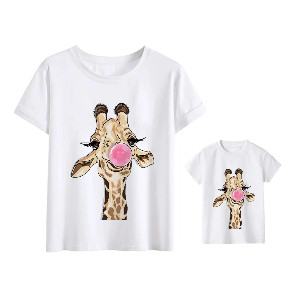 Ropa bonita para bebé, camisetas Kawaii familiares, vestido para madre e hija de jirafa, camiseta, ropa para padre e hijo