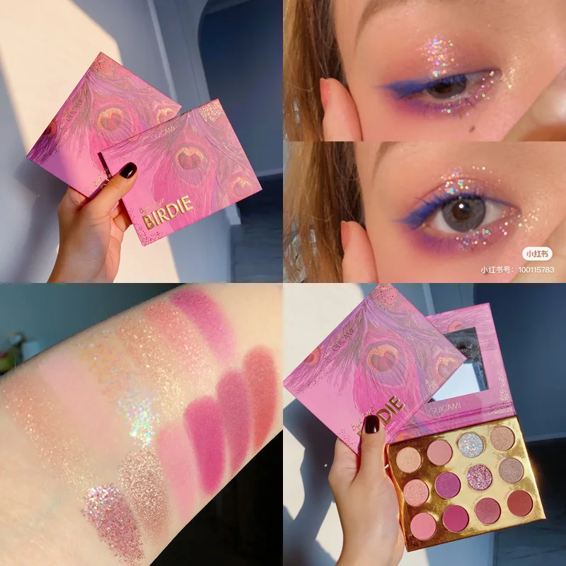 

12 Color Purple Eye Shadow Pallete Shimmer Matte Glitter Eyeshadow Palette Metallic Diamond Maquillage Makeup Palette Cosmetic