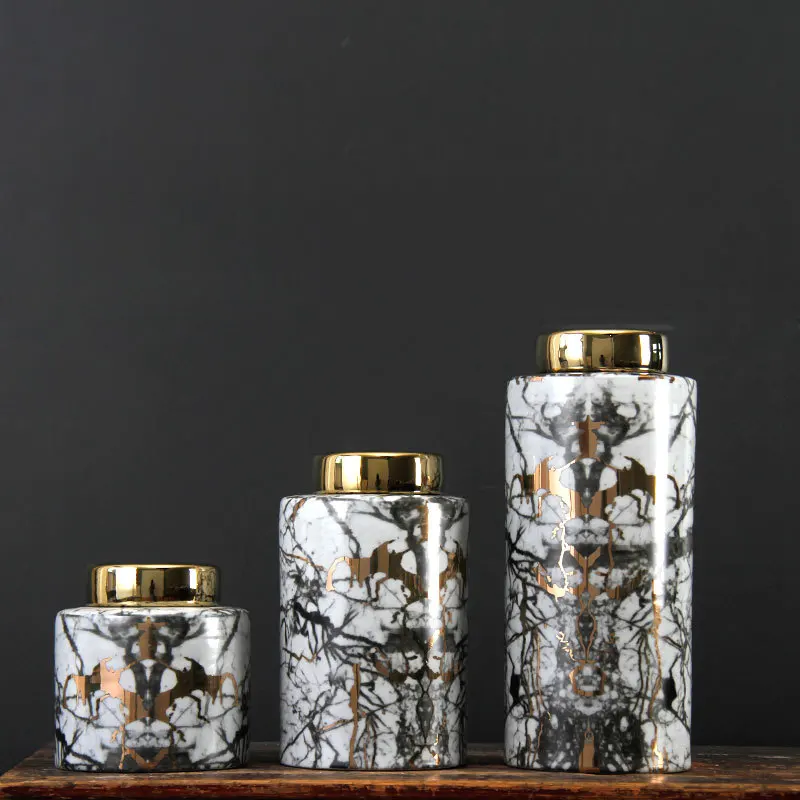 

Скандинавский Американский простой и креативный золотой керамический Мраморный Узор модель украшения для комнаты керамическая ваза украш...