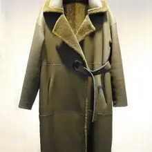 Распродажа Женская зимняя повседневная Роскошная Меховая куртка верхняя одежда из овечьей шерсти