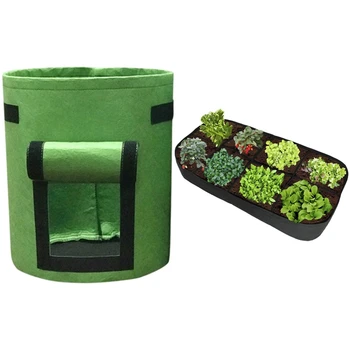 

1Pcs 7-Gallon Window Vegetable Planting Grow Bag & 1Pcs 8-Hole Rectangular Planting Container Planting Bag