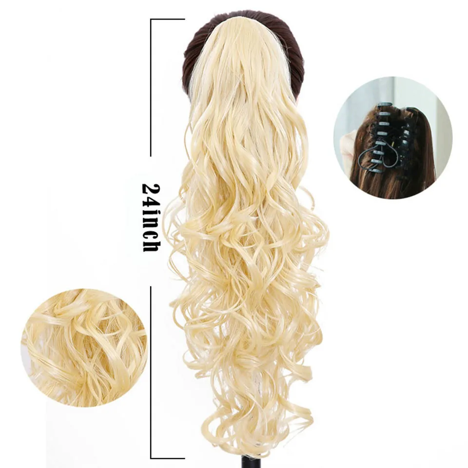 Synthetic Long Curly Ponytail Claw Natural False Hair Clip In Hair Extensions For Women Heat Resistant Hairpieces LUPU