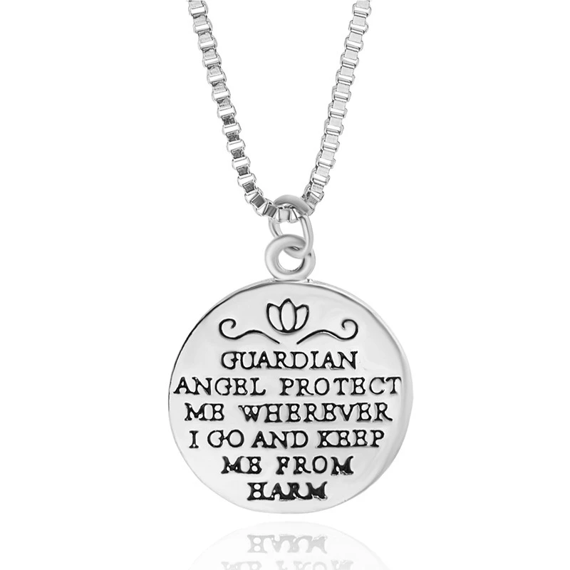 Модное круглое ожерелье с надписью Love Guardian Angel