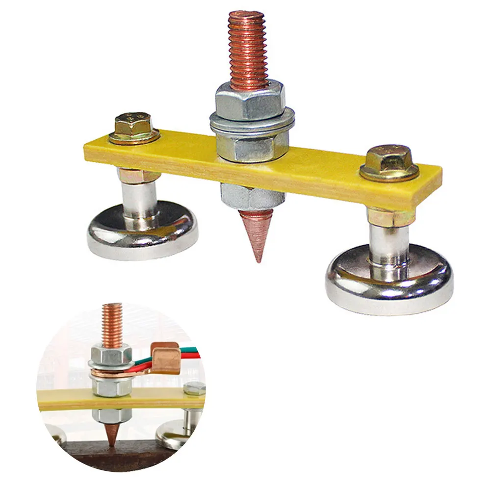 Pinzas de soldadura de cabeza magnética metalúrgica, soporte de máquina, herramienta, Conector de tierra, puntero, cola de cobre para reparación de coche
