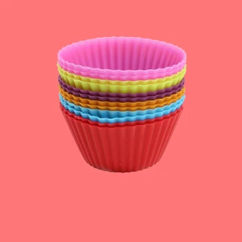 

12 Pieces/Set Round Shaped Silicon Cake Baking Molds Cake Mold Silicon Cupcake Cup Home Kitchen Cooking Tools Random Color