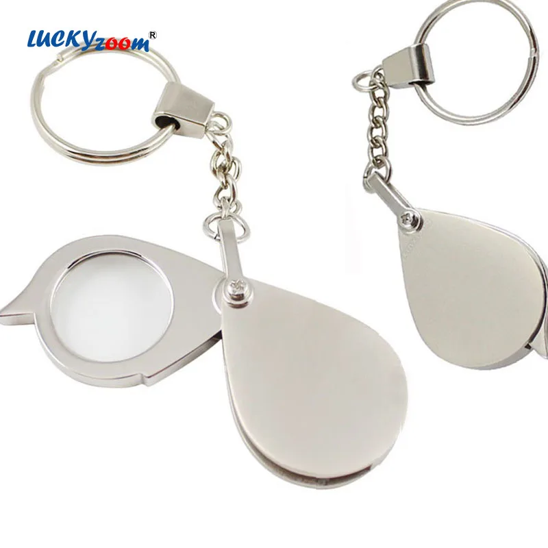 Folding Loupe 15X Magnifier Loupe Metal Magnifying Glass Lens With KeychainX 