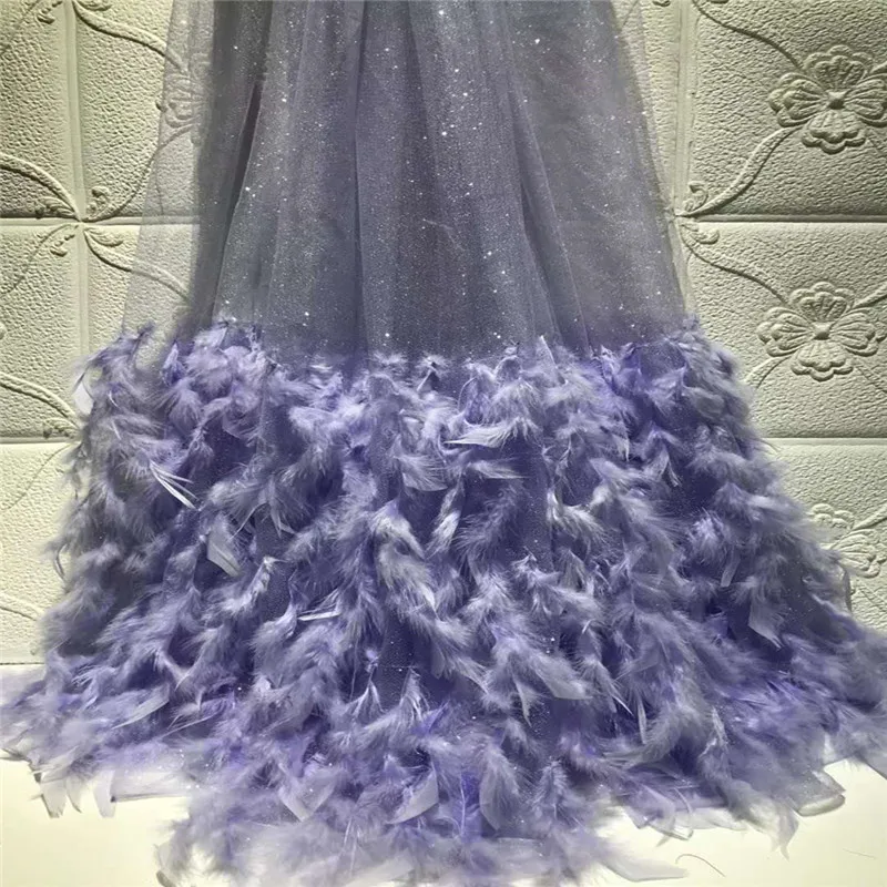 Party / Evening Dress Wedding Lace Fabric High Quality French Mesh Embroidery Feather African Sequin Bottom | Дом и сад