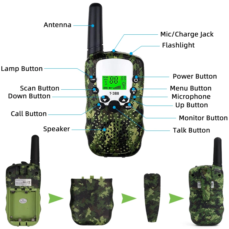 2022 New Kids Walkie Talkie Celular Handheld Transceiver Highlight Phone Radio Interphone 3KM Mini Talkie Walkie Toys Gifts 4