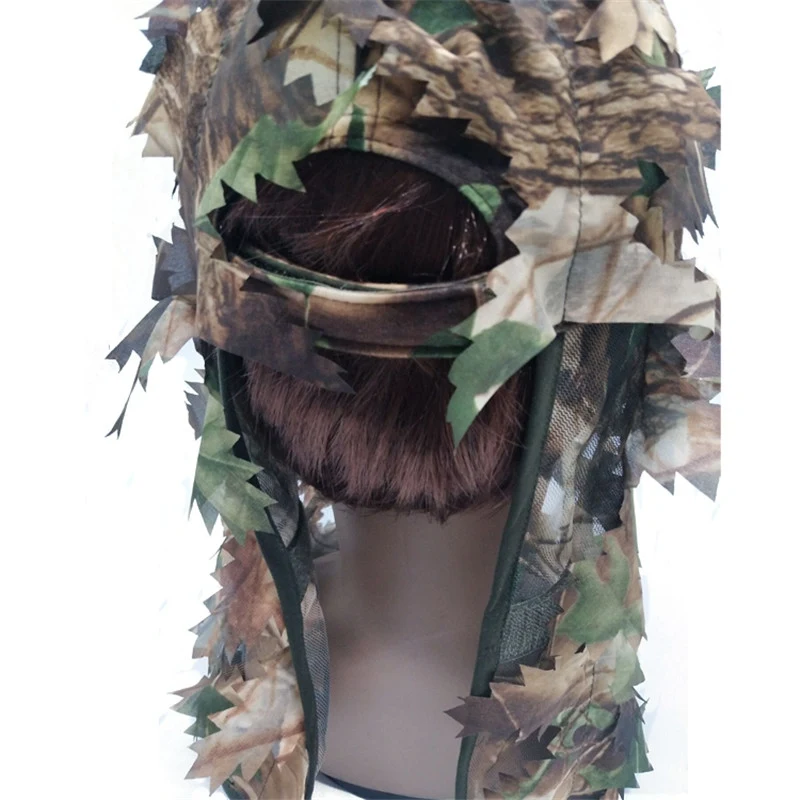 Камуфляжная маска для лица 3D стерео лист полиэстер удобная маска для охоты шляпа Балаклава полный лес CS маска для лица