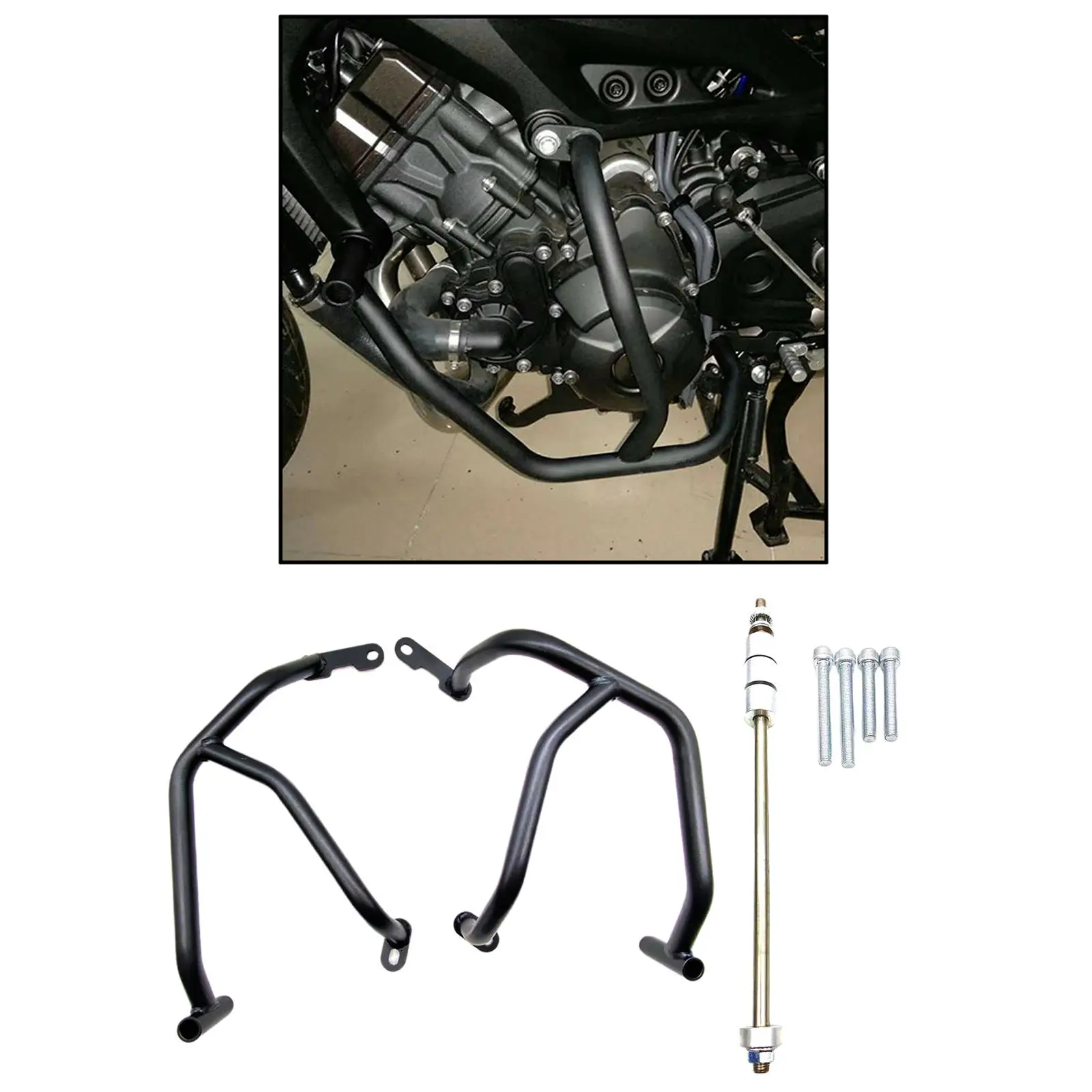 1Pair Carbon Steel Motorcycle Engine Guard Crash Bar Protector Compatible with Yamaha MT09 FZ09 2013-2020 Black | Автомобили и