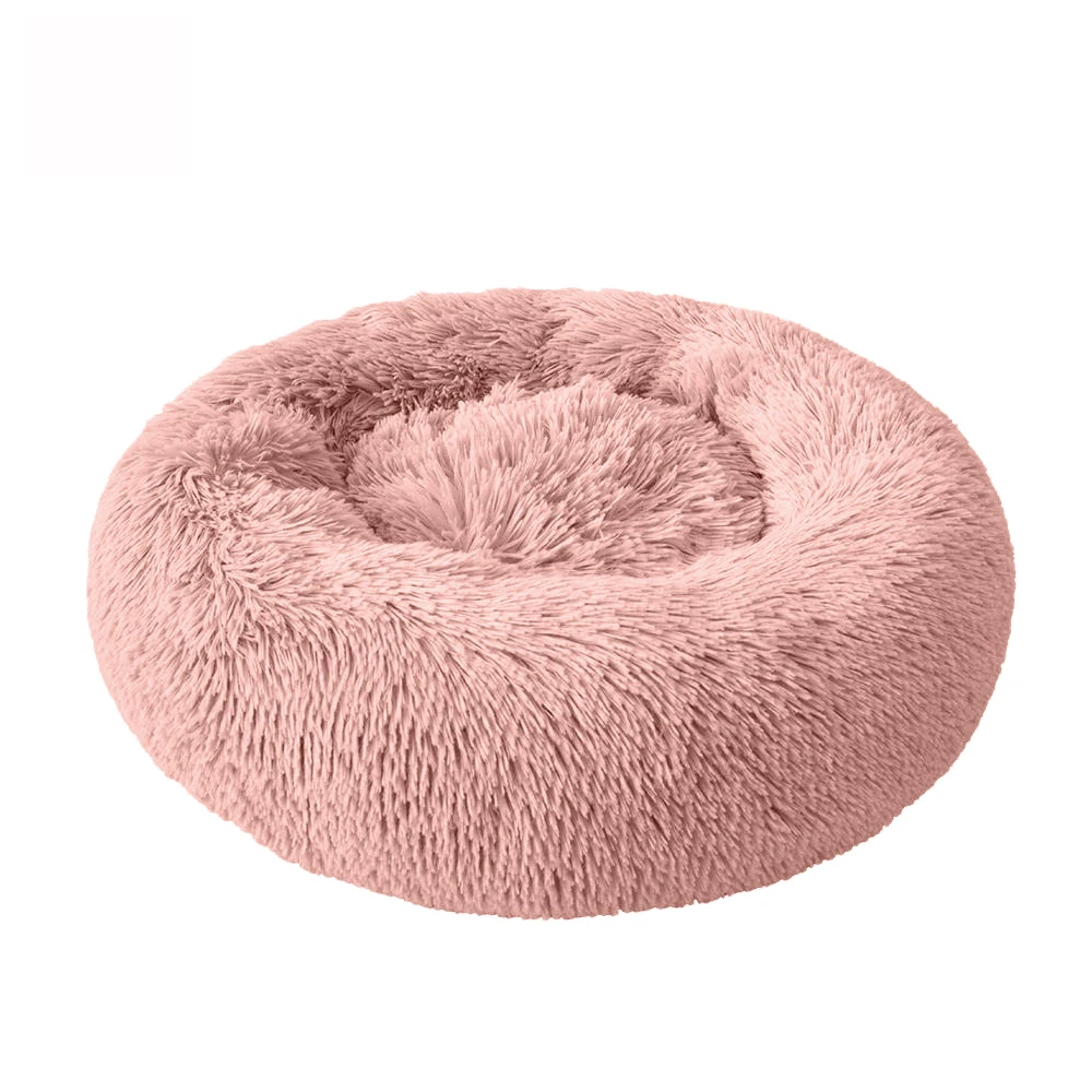 Удобная кровать для питомца кошки, мягкое теплое круглое гнездо для питомца собаки, кошки, Моющийся питомник, легко чистится, кровать для собаки, теплый дом для питомца - Цвет: Leather Pink
