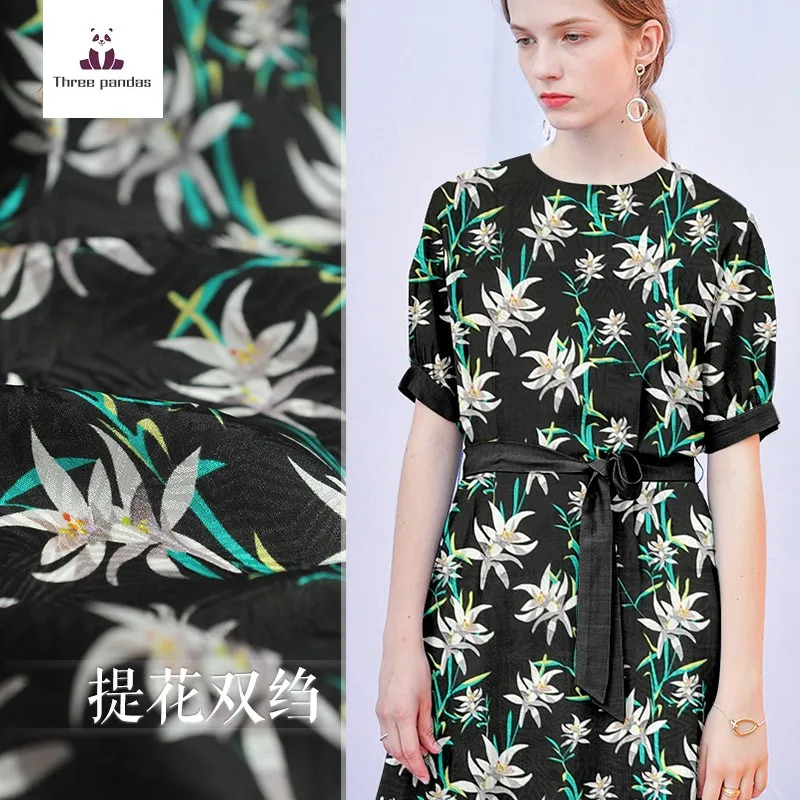 

Jacquard silk double crepe fabric for dress women's clothing fabrics cloth diy sewing by the meter
