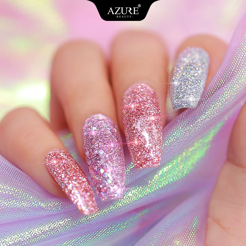 Azure beauty 7 шт./лот блеск окунания порошки градиент цвета голографическая окунание порошок для ногтей натуральный сухой без лампы лечения