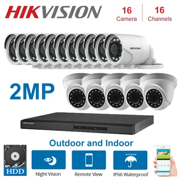 

2MP 16 Channels Hikvision DVR with 2MP 4 in 1 TVI / CVI, AHD / CVBS Camera Security Night Vision CCTV System Kits