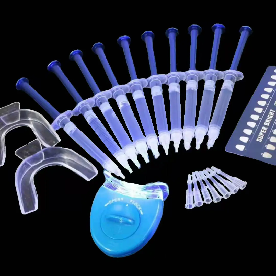

Dentist Teeth Whitening 44% Peroxide Dental Bleaching Set 10pcs whitening gel+2pcs dental tray+1pc mini cold whitening light