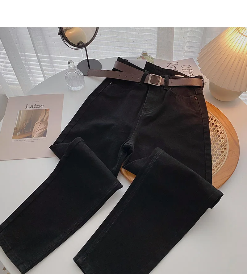 levis jeans ZHISILAO Straight Jeans Women with Belt Vintage Basic Blue Ankle-length Denim Pants Plus Size Boyfriend Gray Jeans Korean 2021 chrome hearts jeans