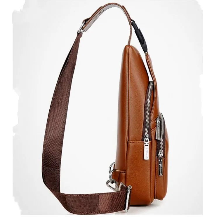 

2019 New Style Retro Casual Men Chest Pack Pu Outdoor Travel Korean-style Shoulder Bag Men's Bag
